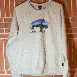 PATAGONIA W's Fitz Roy Bison Ahnya Crew Sweatshirt Womens L Yellowstone